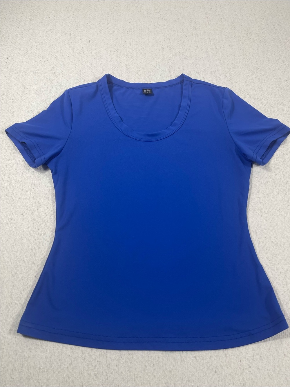 Shein Blue Compression Fit Short Sleeve Shirt Womens Size Small. SKU#0427